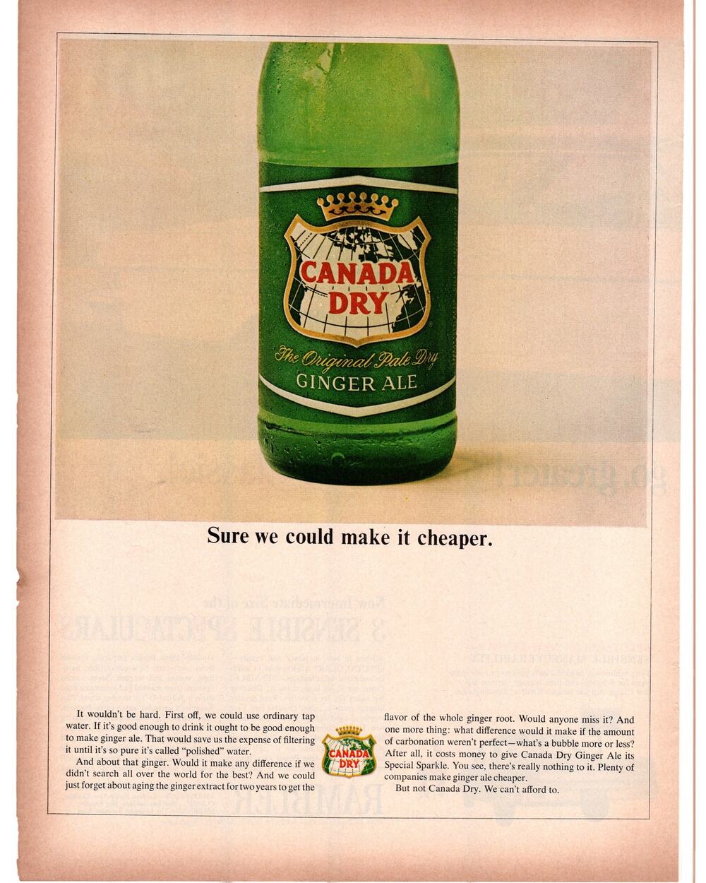 Canada Dry Ginger Ale Advertisement 1965 Vintage Color Soda Pop Beverage